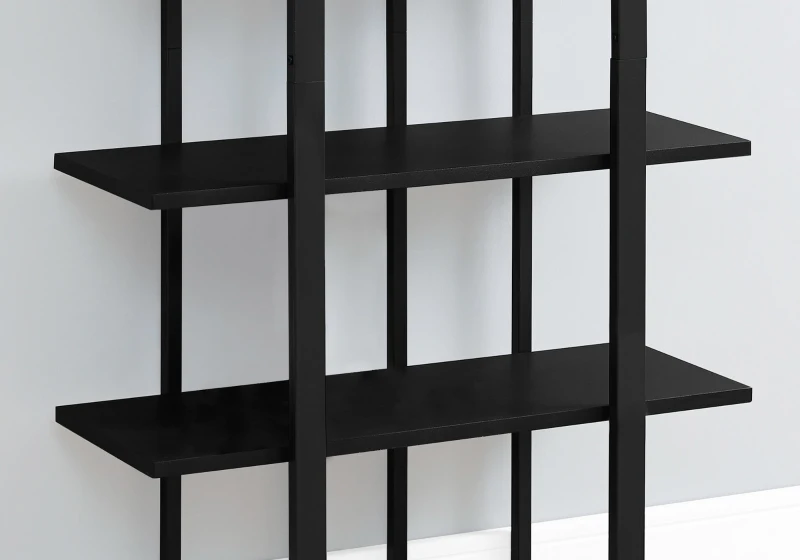 Monarch 60" Contemporary Chic Open Concept 4 Shelf Bookshelf - Black