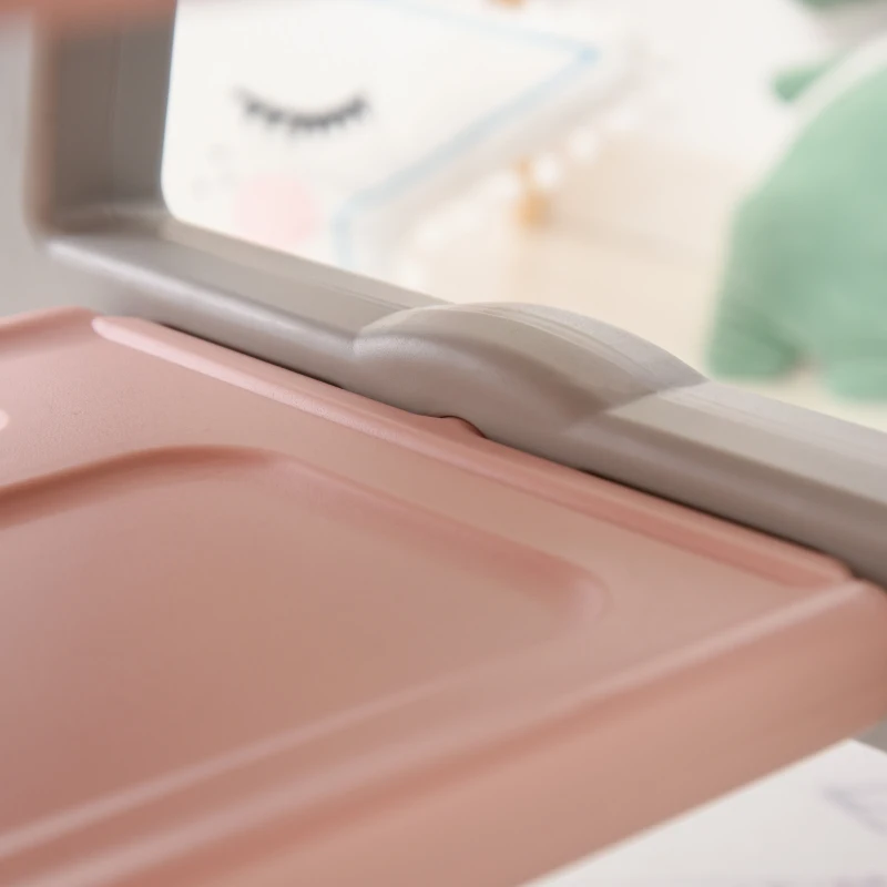 Qaba 3-Piece Kids Table and Chair Set Writing Desk with Armrest, Storage Space for Toddler Activities, Pink