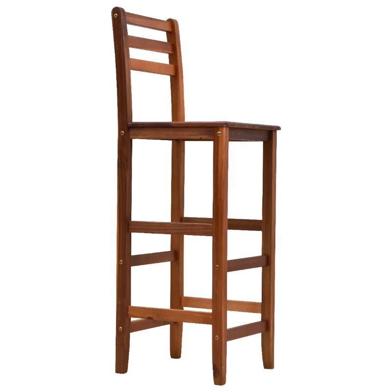 HomCom 2 Piece 28" Tall Classic Bar Height Acacia Wood Slat Back Pub Chair
