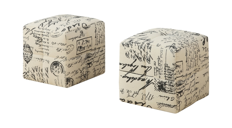 Monarch Two Piece Kids' Padded Upholstered Ottoman Set - Vintage French Fabric
