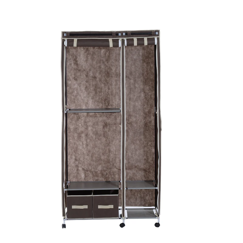 HomCom 79" x 39" Rolling Portable Clothes Closet Wardrobe Rack (Brown)