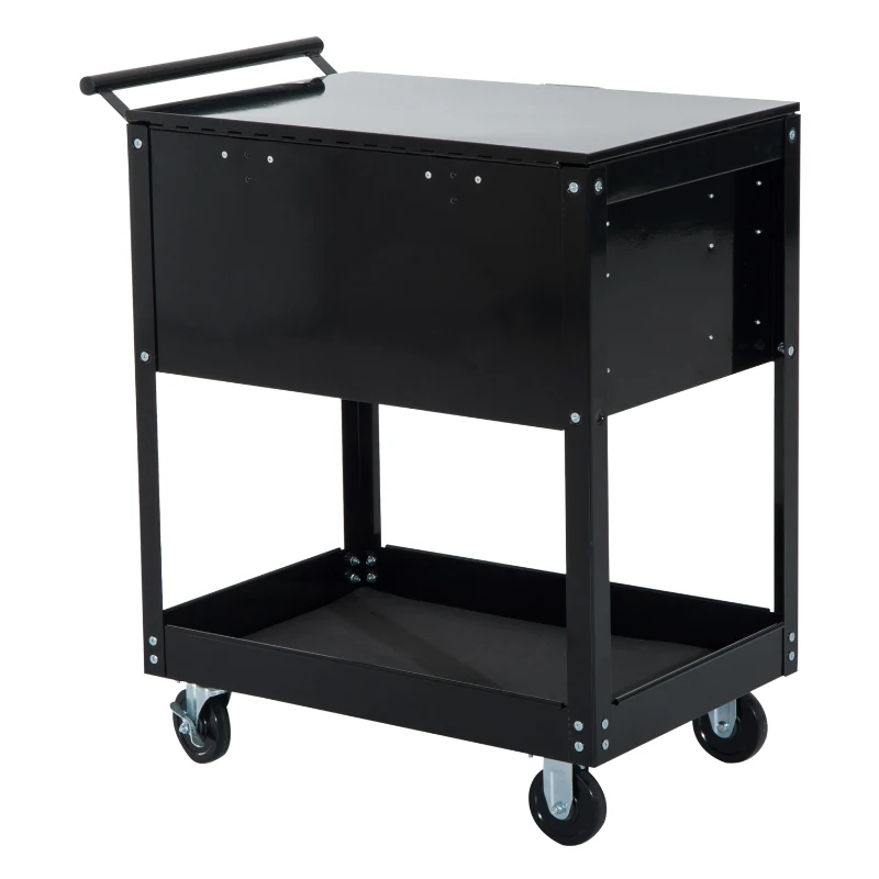 HomCom 4-Drawer Top Storage Rolling Tool Chest Cart - Black