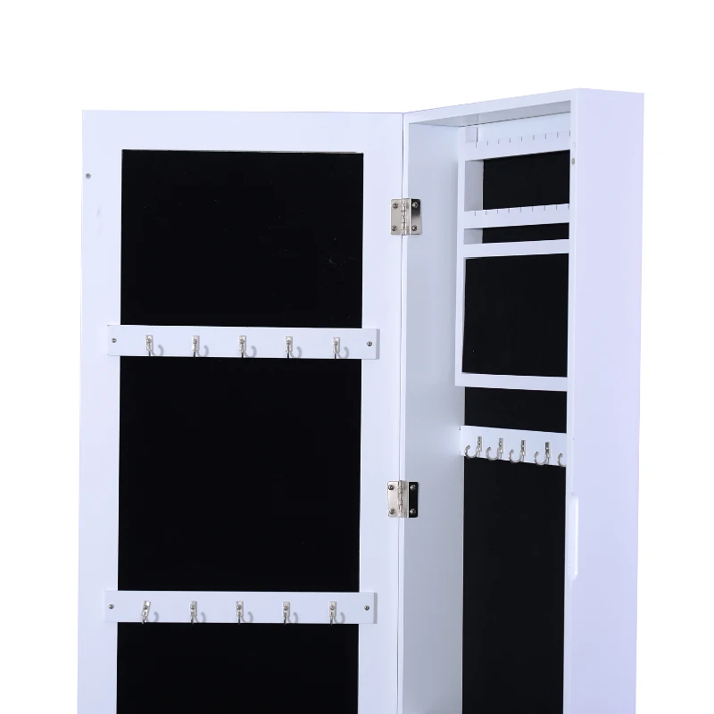 HomCom 48" Wall-Mounted Mirrored Jewelry Cabinet - White