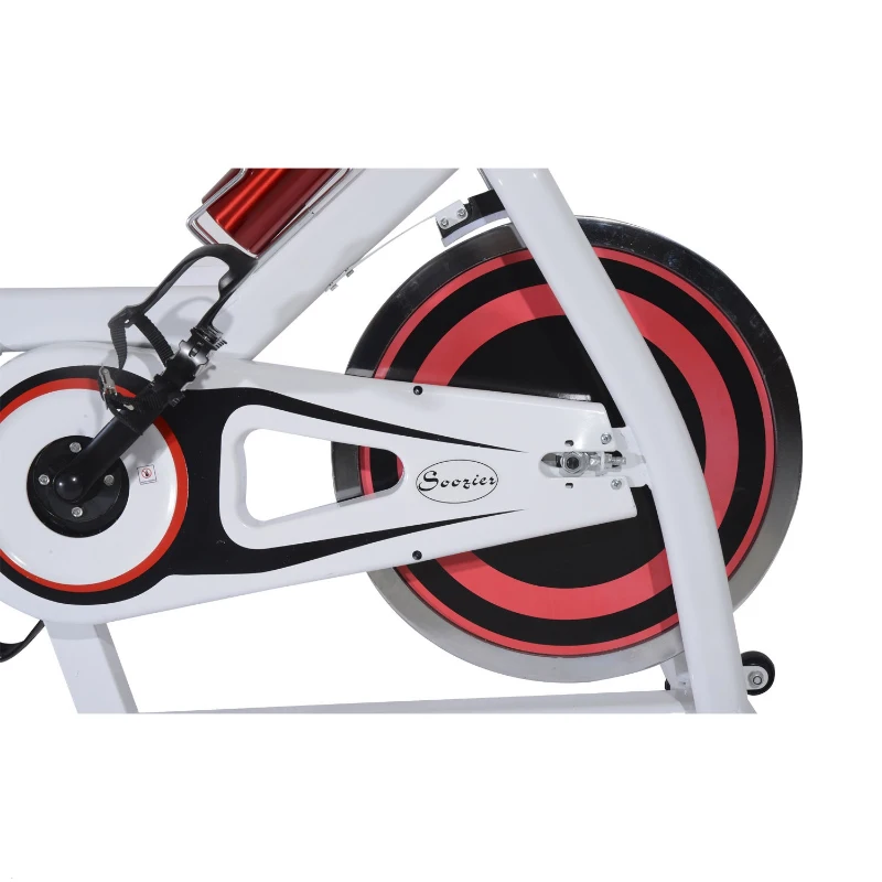 Soozier Pro Upright Indoor Cardio Bike with LCD Monitor – White and Red