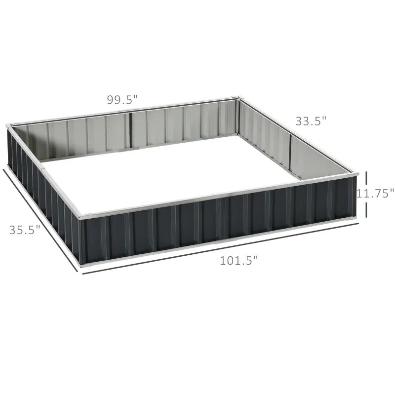Outsunny Metal Raised Garden Bed No Bottom DIY Large Steel Planter Box w/ Gloves