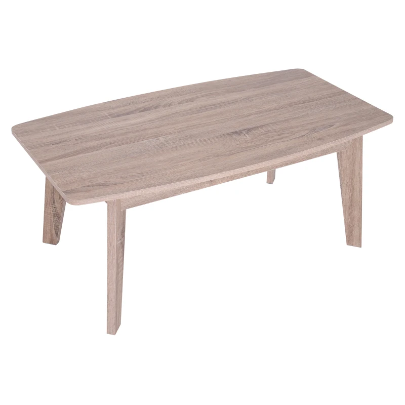 HomCom Modern Indoor Storage Rectangular Living Room Coffee Table -Wood Grain