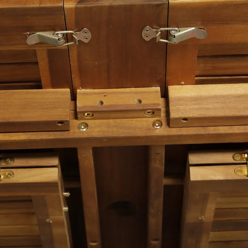 Outsunny Acacia Wood 9 Piece Extendable Oval Patio Dining Table Set