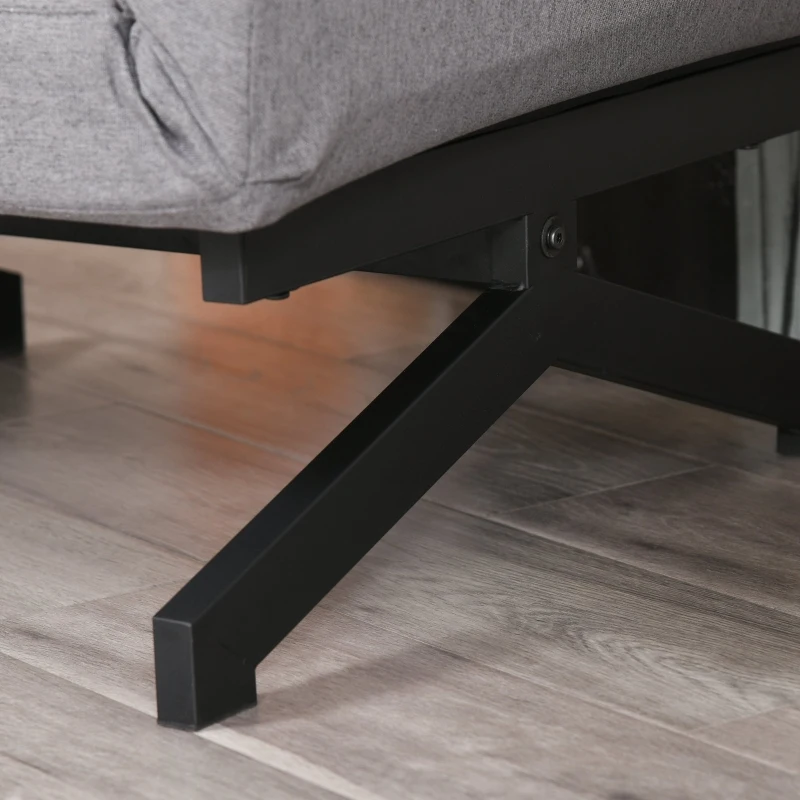 HOMCOM Convertible Accent Chair Single Sofa with Upholstered Fabric Cushion and Steel Legs for Compact Living Room, Grey