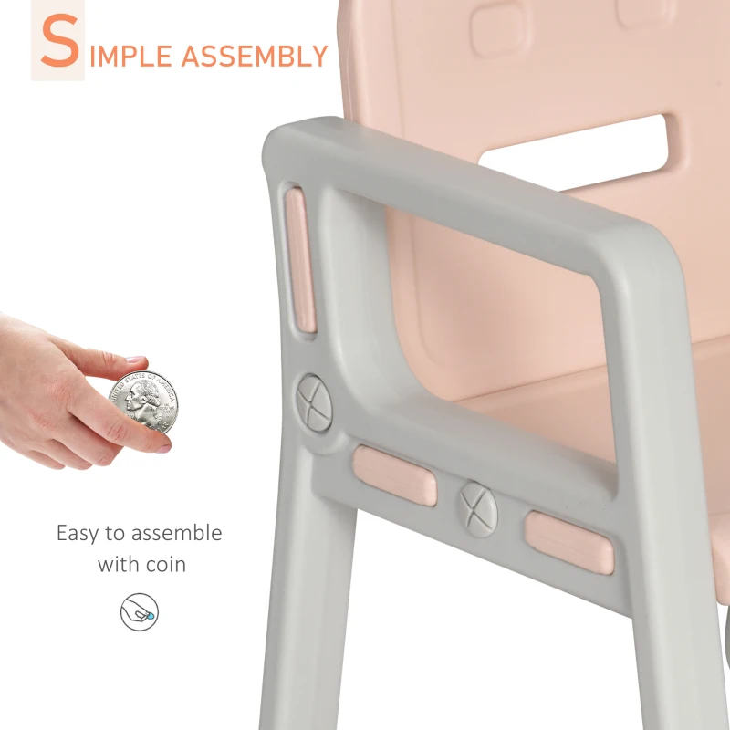 Qaba 3-Piece Kids Table and Chair Set Writing Desk with Armrest, Storage Space for Toddler Activities, Pink