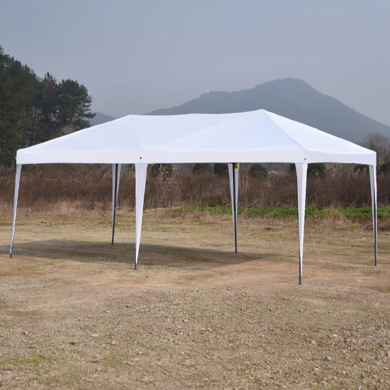 Open Box Outsunny 10x20 Pop Up Canopy Outdoor Instant Shelter Gazebo Party Tent with Carrying Bag and 2-Tier Roof - White