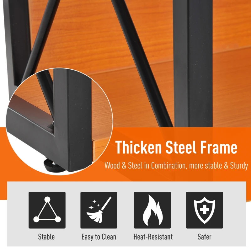 HomCom 3 Tier Wood X-Frame End Table - Black