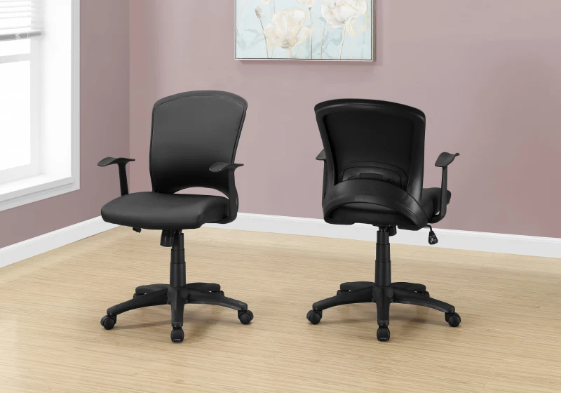 Monarch Ergonomic Swivelling Faux Leather Mid Back Office Chair - Black