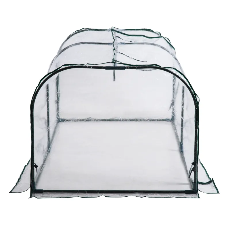 Outsunny 7' x 3' x 2.5' Mini Greenhouse, Portable Tunnel Green House with Roll-Up Zippered Doors, UV Waterproof Cover, Steel Frame, Clear