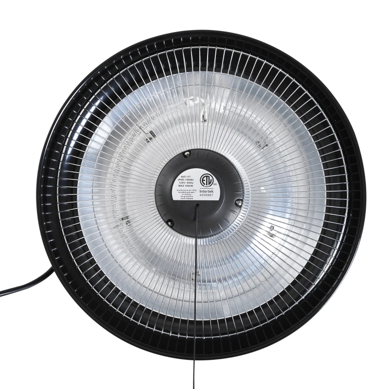 Outsunny 1500W Patio Gazebo Ceiling Mounted Patio Heater String Control with Light - Black