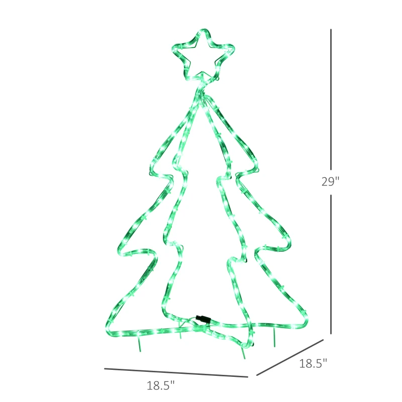 Outsunny 30" Outdoor LED Christmas Tree Rope Lights, LED Outdoor Christmas Decoration with Ground Stakes, Green