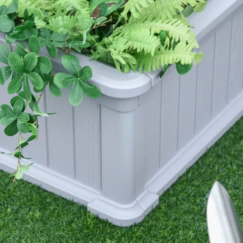 Outsunny 48" x 48" x 12" Raise Garden Bed Kit, Raised Planter Box, Above Ground Garden for Flowers, Herb, Vegetables with Easy Assembly, Gray