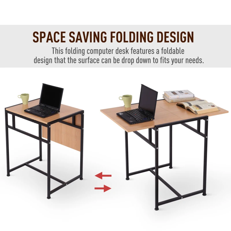 HOMCOM 36" Wood Top Folding Computer Table Home Office Desk Slide Folding Writing Desk - Black