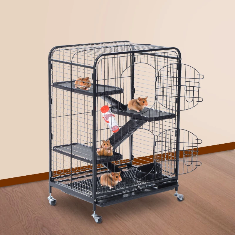 Pawhut 37” 4 Level Indoor Small Animal Cage Hutch - Black