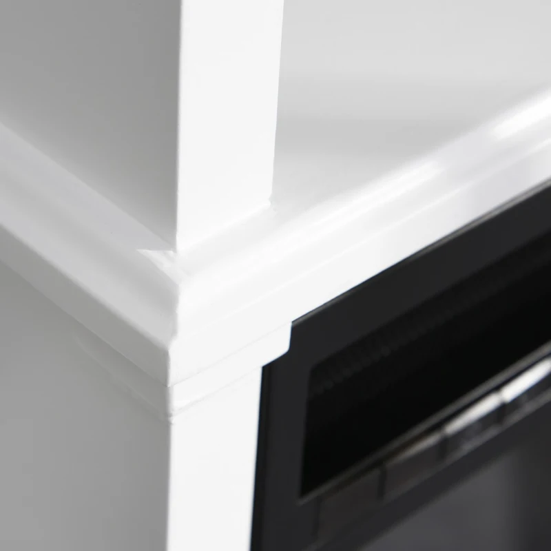 HOMCOM Electric Fireplace with Shelf, Storage Rack, Side Console Table, LED Log Flame, Auto Cut-Off, Remote Control, White