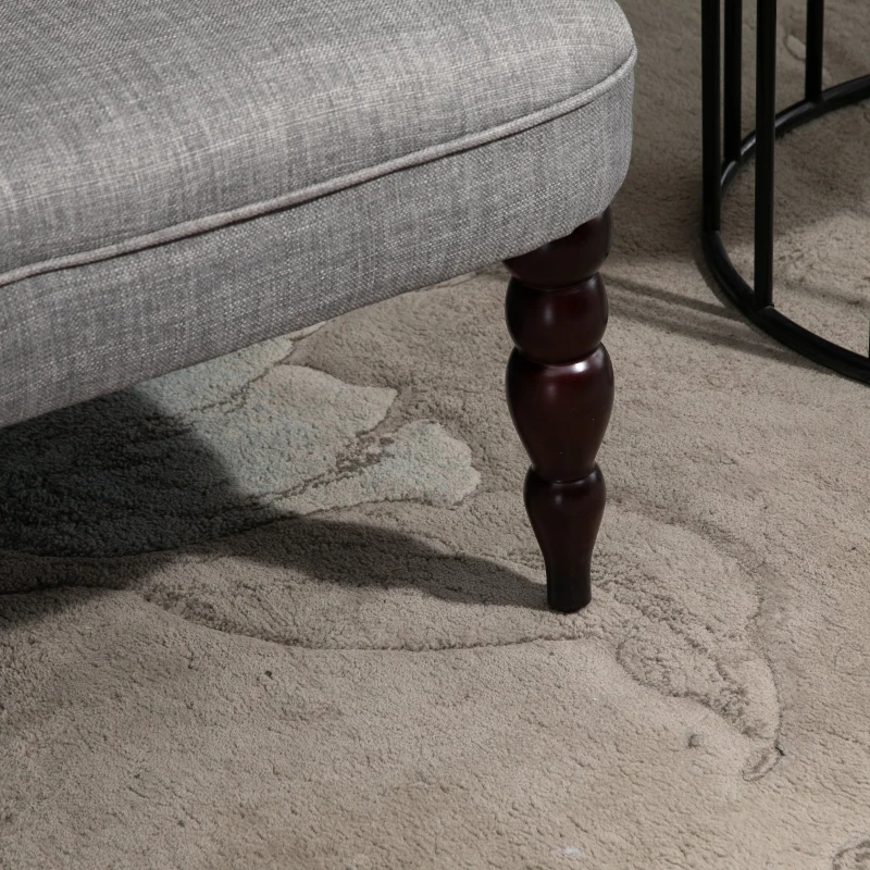 HOMCOM Upholstered Armless Fabric Loveseat with Button Tufted Design for Living Room with Wood Legs, Grey