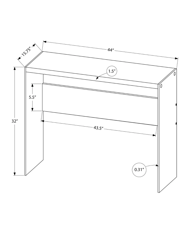 Monarch 44" Contemporary Tempered Glass Base Accent Hall Console Sofa Table - Grey Cement-Look Top Finish