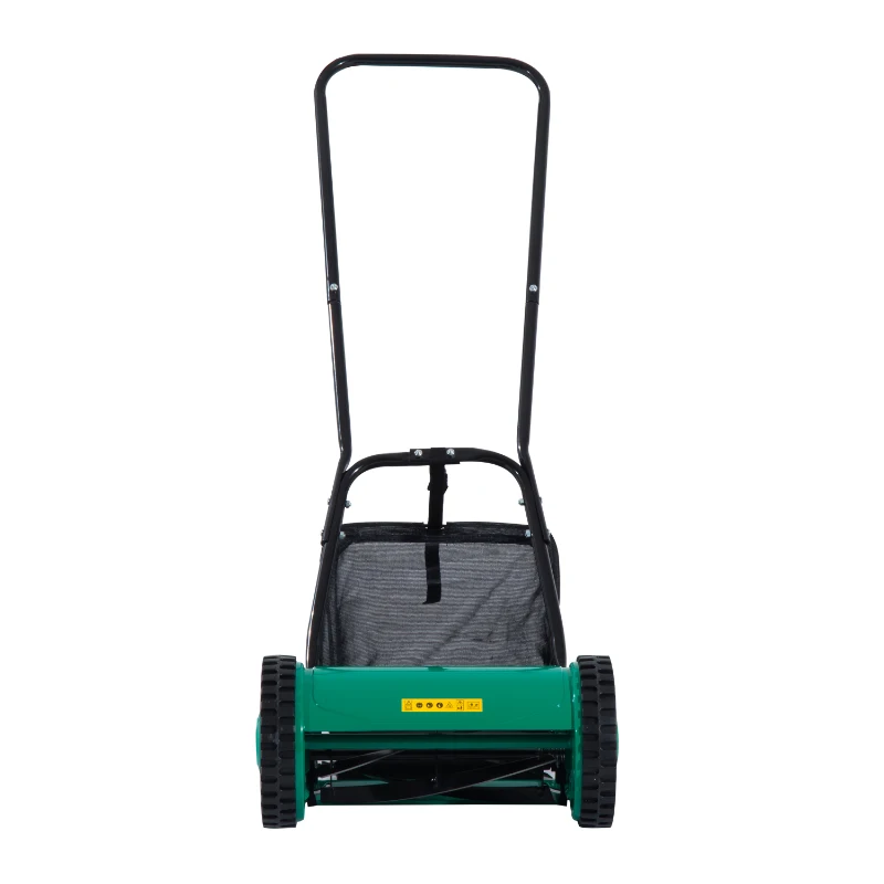 Outsunny 12" Manual Push 5-Blade Lawn Mower with Grass Catcher Bag