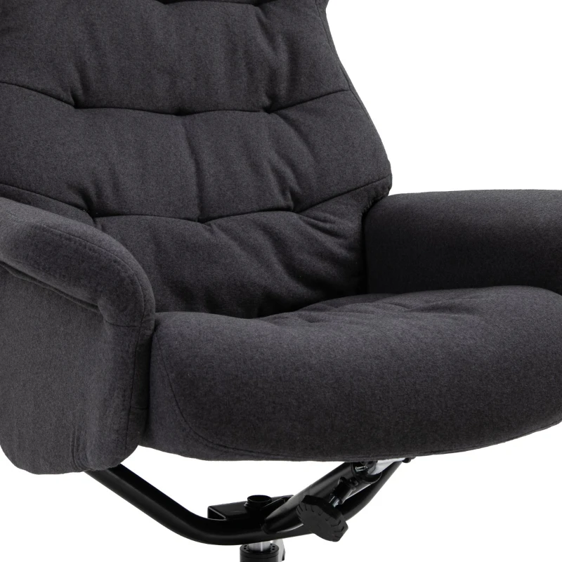 HOMCOM Fabric Recliner with Footrest - Modern Elegant Reclining with Sturdy Metal Base - Thick Padded Cushion - Dark Grey
