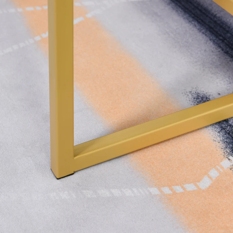 HOMCOM Minimalist Art Deco Coffee Table with Laminate Marble Print Table Top & Underneath Storage Shelf, White & Gold