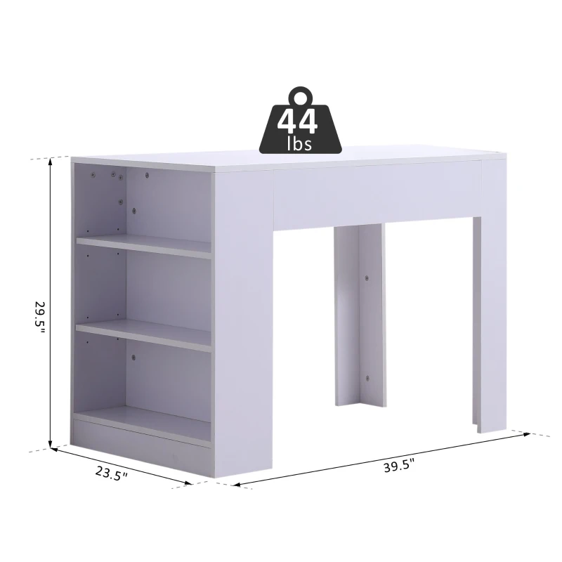 HomCom 40" Space Saving Modern Home Office Computer Desk Bookshelf Combo - White