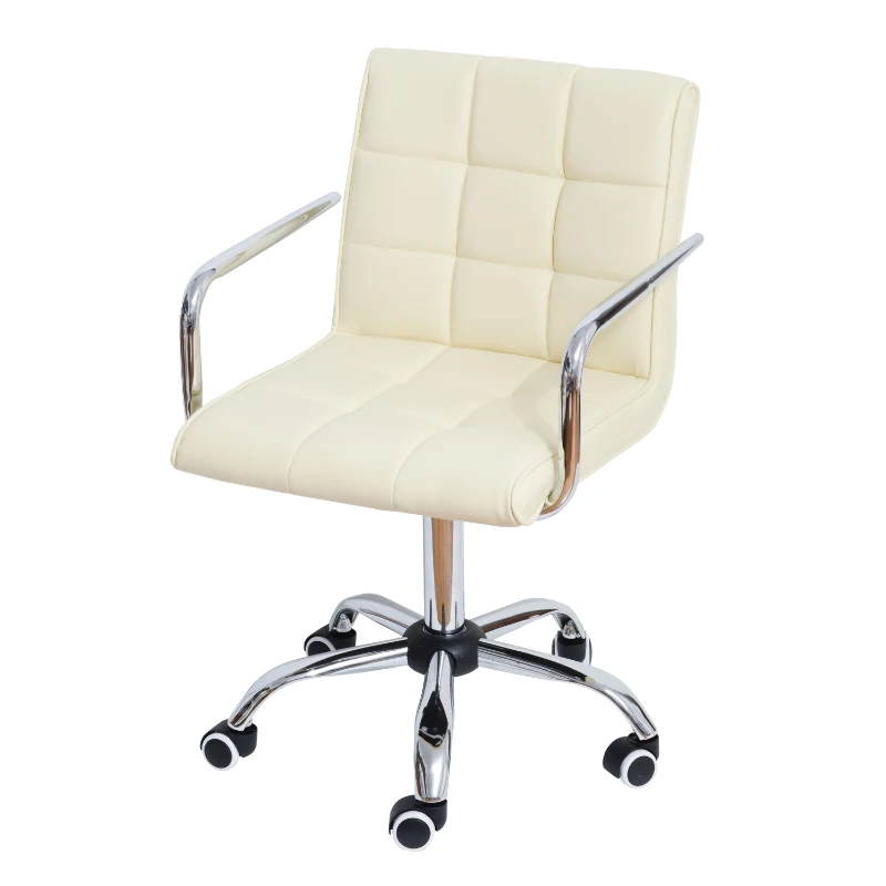 HOMCOM Modern PU Leather Midback Small Office Chair-Beige