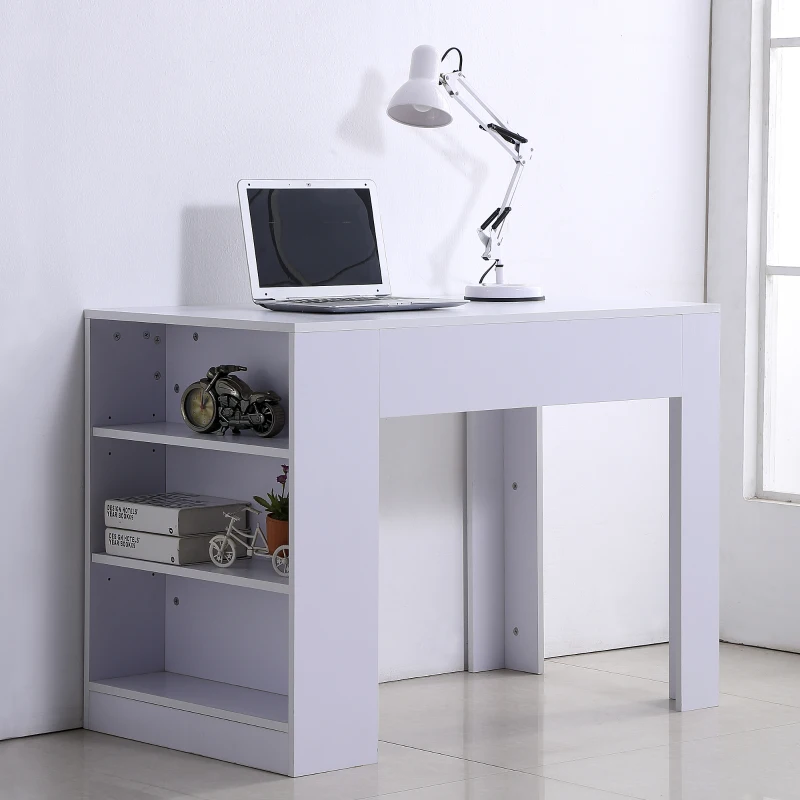 HomCom 40" Space Saving Modern Home Office Computer Desk Bookshelf Combo - White