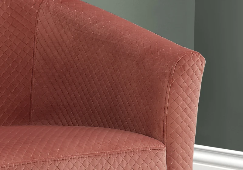 Monarch Curved Back Quilted Fabric Accent Barrel Tub Chair with Matching Ottoman - Dusty Rose