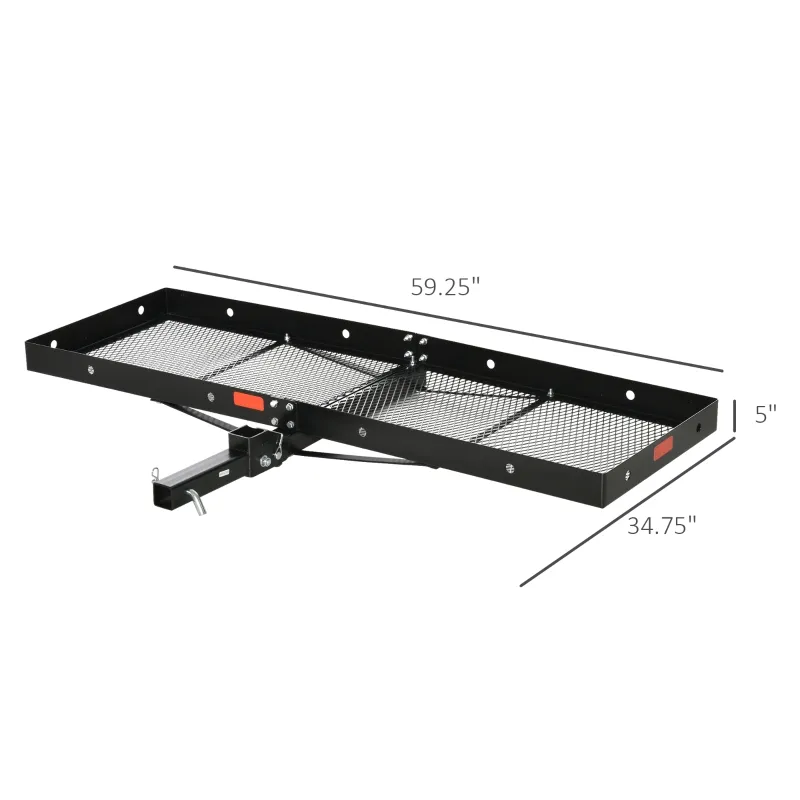 Aosom Hitch Mount Cargo Carrier, 59''x19''x5'' Folding Luggage Basket with 350 lbs Capacity Fits 2'' Receiver for Car SUV