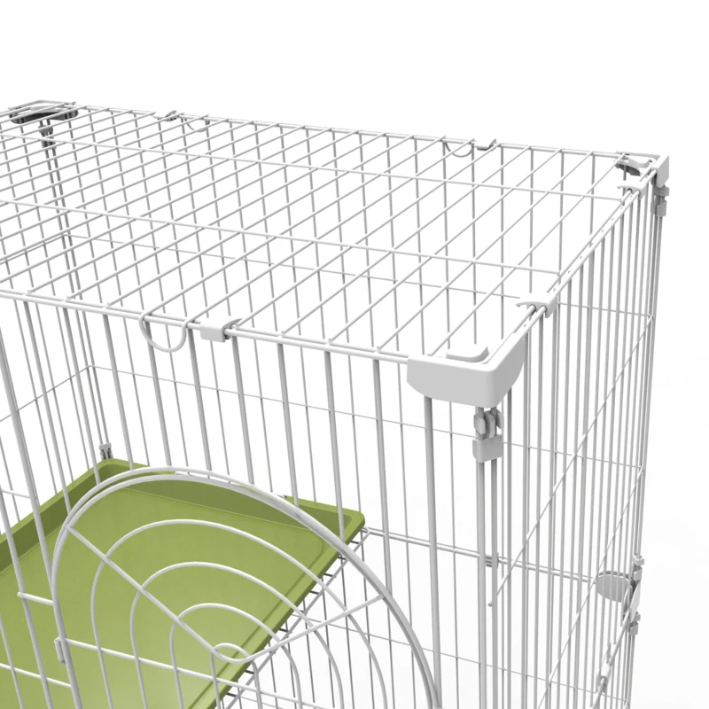 PawHut 70" 3-Level  Steel Wire Vertical Cat Condo Pet Cage - White/ Green