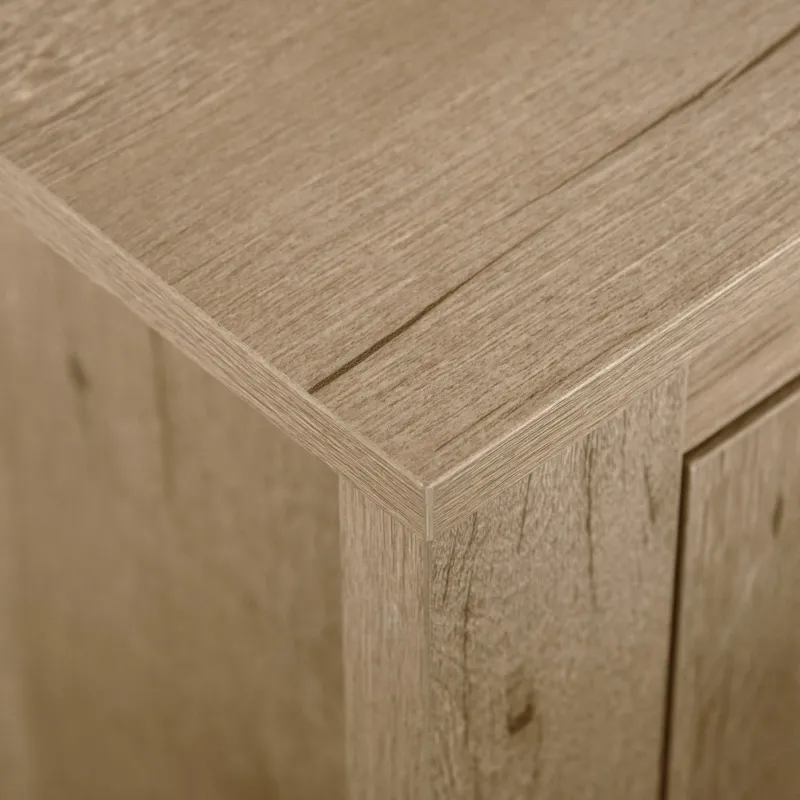 HOMCOM Rustic Farmhouse Sideboard, Accent Buffet Cabinet with Double Barn Doors and Fixed Shelf, Oak Finish