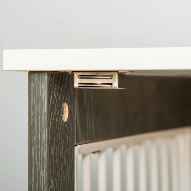 PawHut Wooden Dog Kennel, Furniture End Table with Lockable Door, Small Size Pet Crate Indoor Animal Cage, Grey