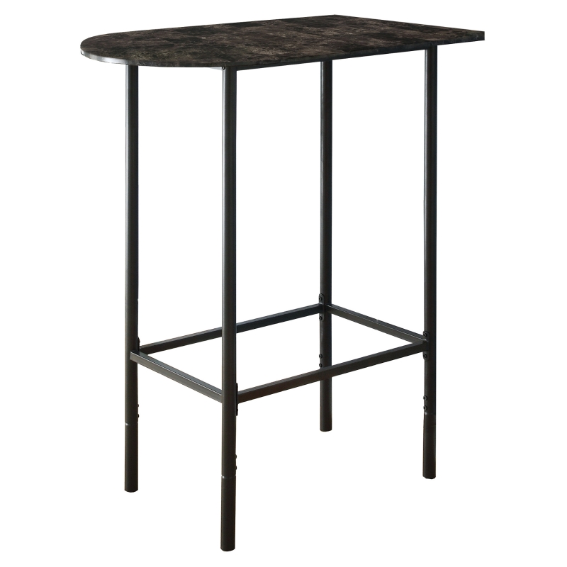 Monarch 36" x 24" Rectangular Space Saver Marble-Look Top Metal Framed Home Bar Height Table - Grey Tones Finish