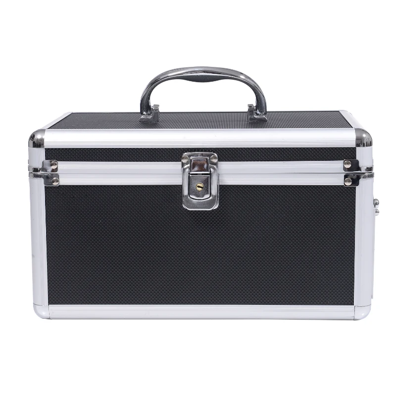 HomCom Cosmetic Train Case with Mirror - Black