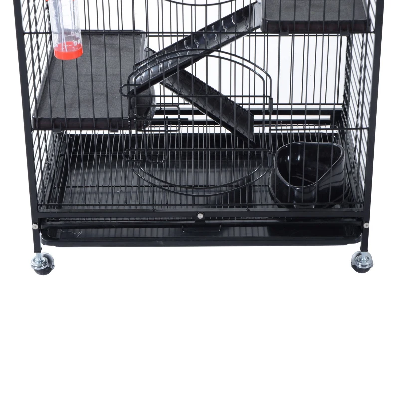 Pawhut 37” 4 Level Indoor Small Animal Cage Hutch - Black