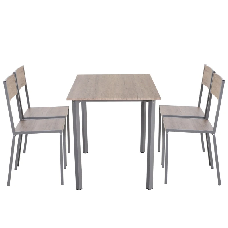 HOMCOM 5 Piece Dining Table Set for 4, Rectangular Kitchen Table and Chairs, Dining Room Set for Breakfast Nook, Small Space, Apartment, Dinette, Space Saving