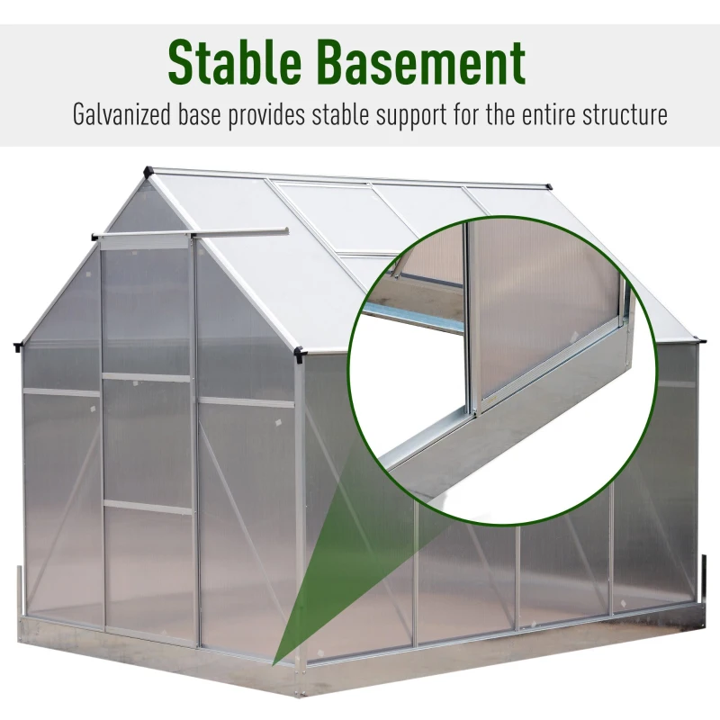 Outsunny 8' x 6' x 7' Polycarbonate Aluminum Framed Portable Walk-In Garden Greenhouse