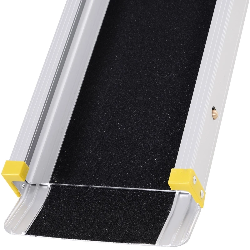 HOMCOM 6-8ft Aluminum Foldable Wheelchair Ramp Scooter Mobility Easy Access Carrier with Sturdy Telescoping Design