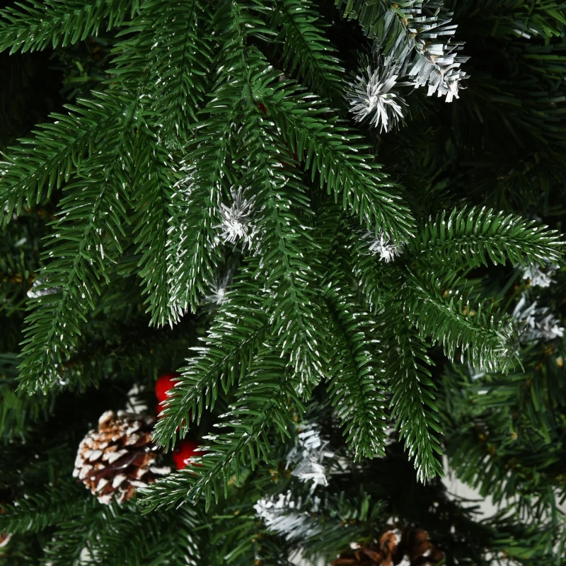 HOMCOM 7ft Artificial Pine Tree Holiday Home Christmas Decoration with Removable Branches, Pinecone - Red Berries