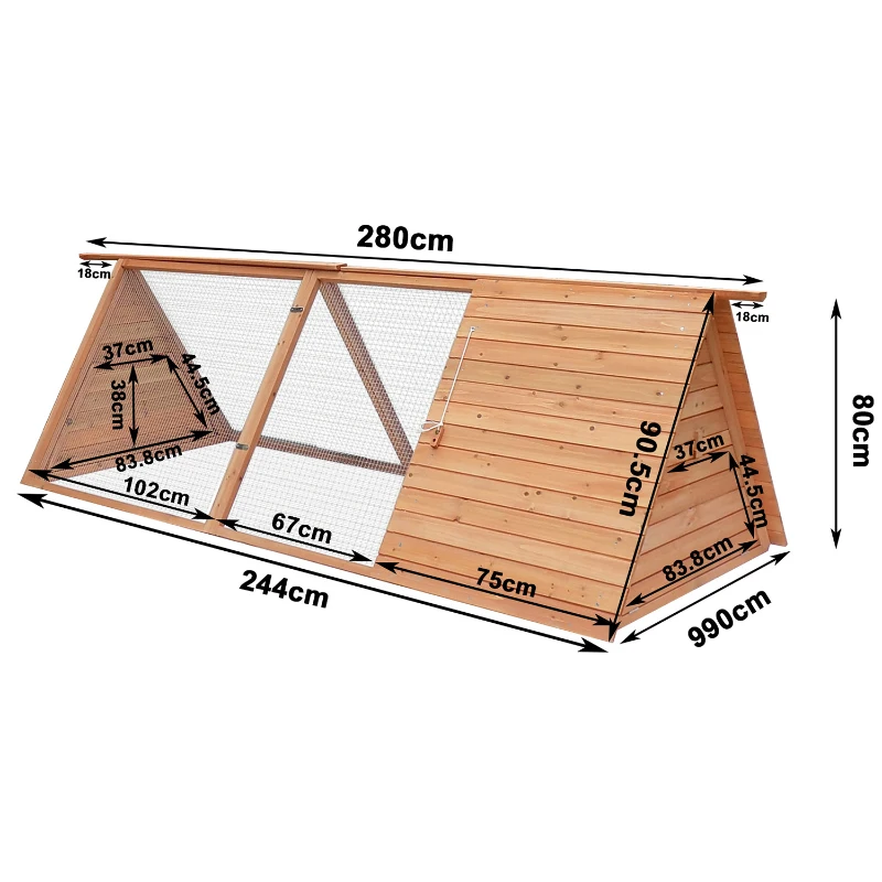 Pawhut Triangle Wooden Animal House Chicken Coop