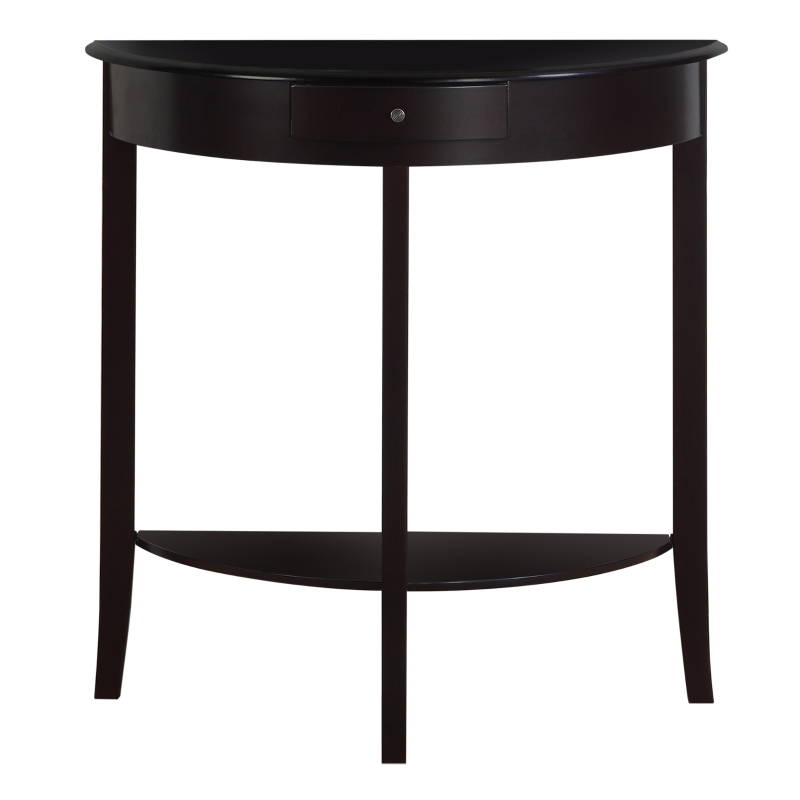 Monarch 31" Traditional Style Half-Moon Shape 2-Tier Shelf Storage Drawer Hall Accent Console Table - Dark Cherry Finish