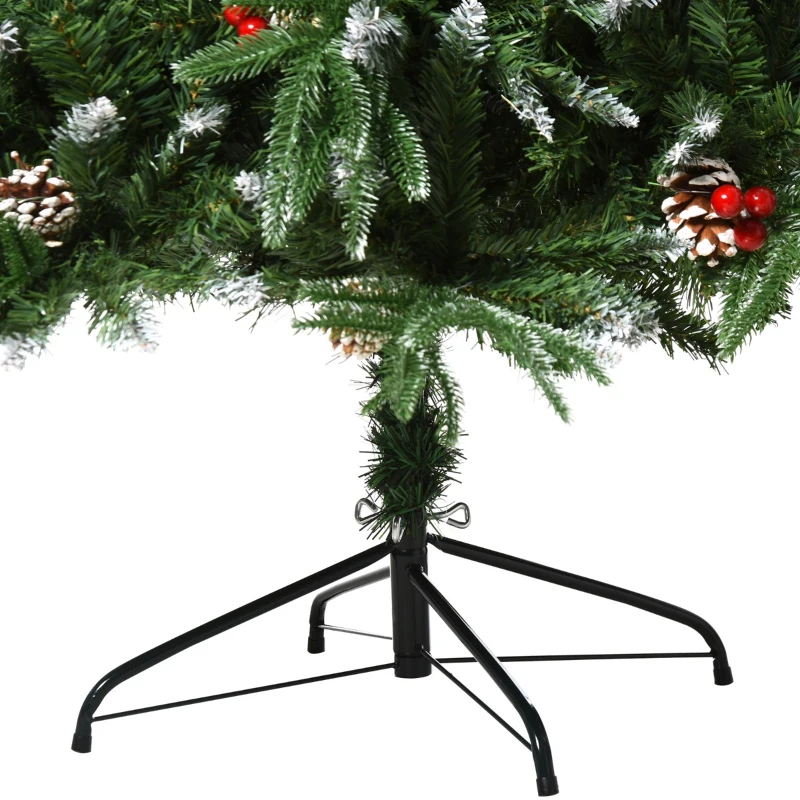 HOMCOM 7ft Artificial Pine Tree Holiday Home Christmas Decoration with Removable Branches, Pinecone - Red Berries