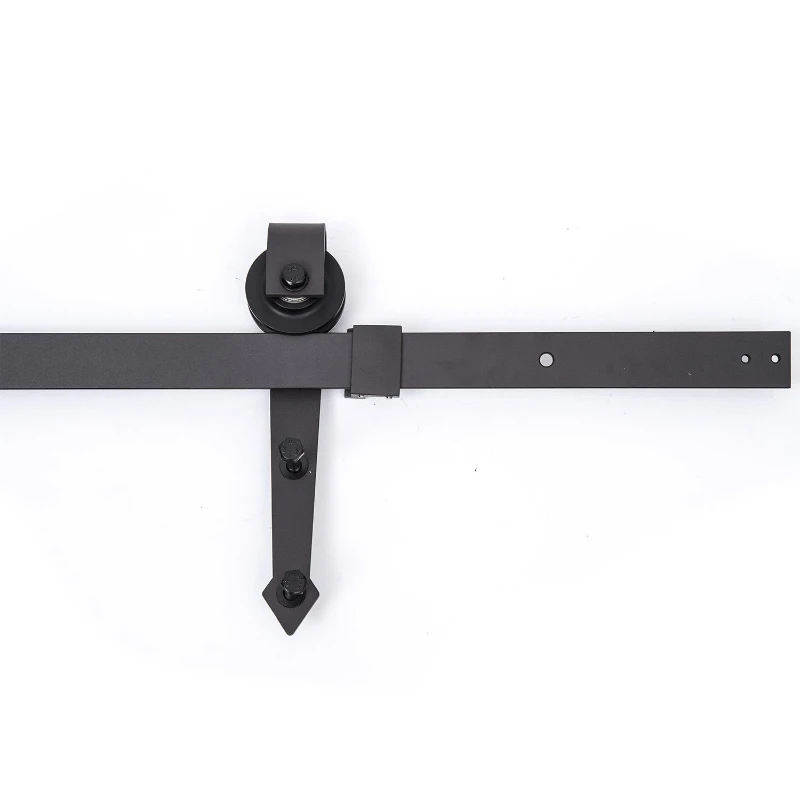 HomCom 6' Modern Interior Sliding Barn Door Hardware Kit - Black Carbon Steel Arrow