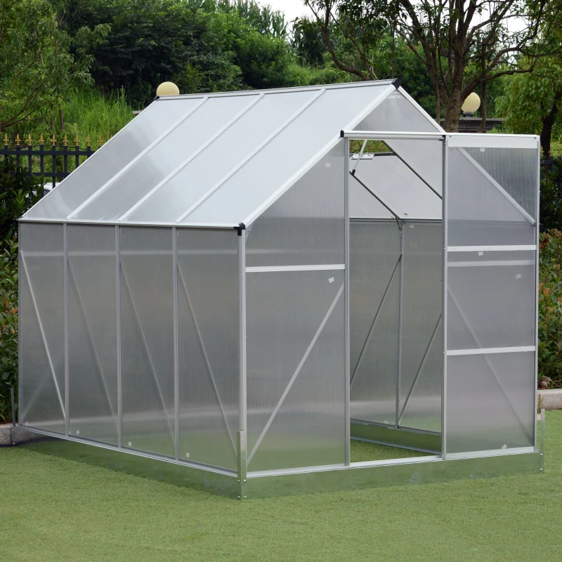 Outsunny 8' x 6' x 7' Polycarbonate Aluminum Framed Portable Walk-In Garden Greenhouse