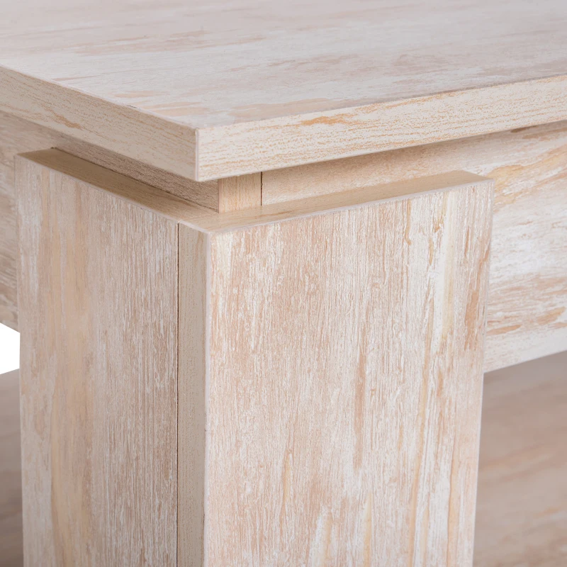 HomCom 43" Distressed Wood Rectangle Living Room Coffee Table with Lower Storage Shelf - Wood Grain