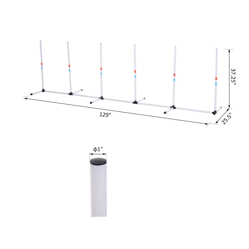 PawHut Sturdy Dog Weaves Poles Pet Speed and Agility Equipment Dogs Obstacle Outdoor w/ Storage Bag